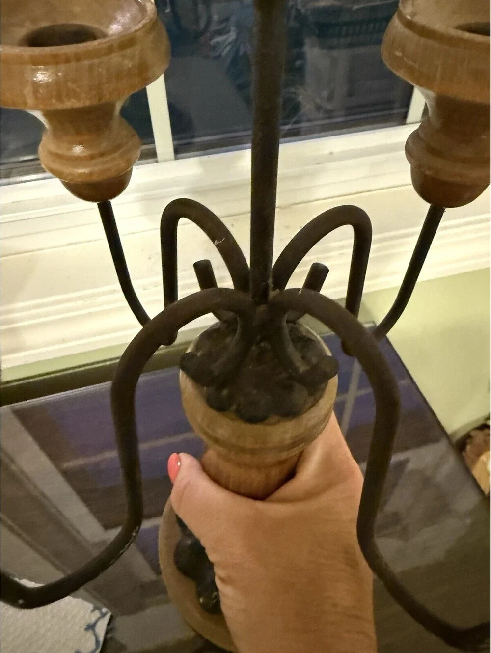 Vintage Homco Home Interiors Wood & Metal 5 Candle Holder Candelabra, MCM